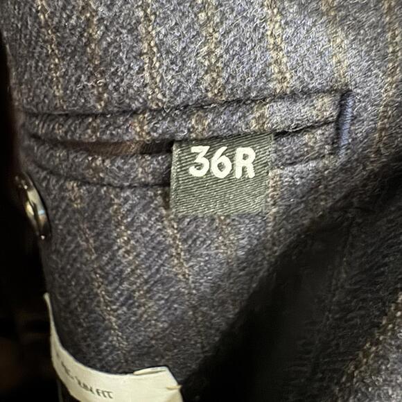 Men’s Banana Republic Navy Blue Stripe Wool Suit‎ Jacket Tailored Slim Fit 36R - Picture 11 of 13